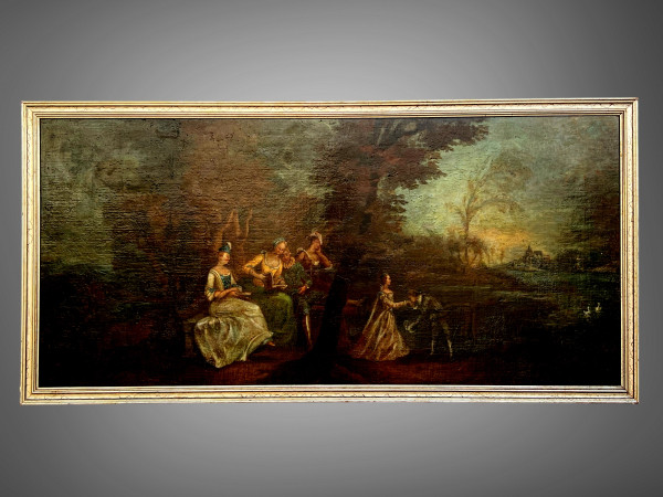 PAINTING / OIL ON CANVAS / 19th CENTURY FRENCH SCHOOL “PASTORAL SCENE” FRAMED