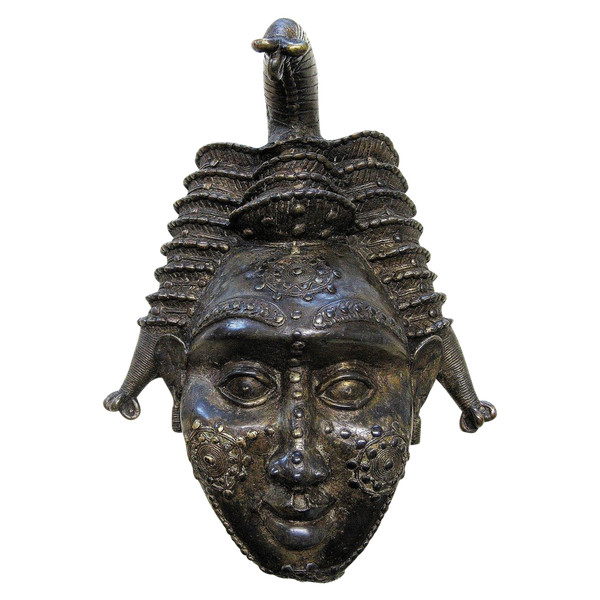 Masque En Bronze. Art Primitif Africain. Bénin.