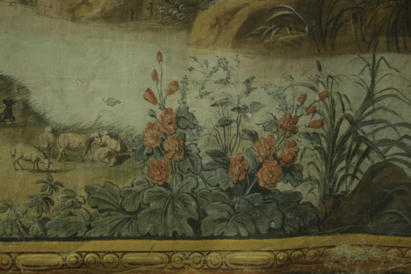 Painted canvas, in imitation of a tapestry, work from the 19th century