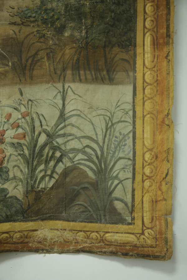 Painted canvas, in imitation of a tapestry, work from the 19th century