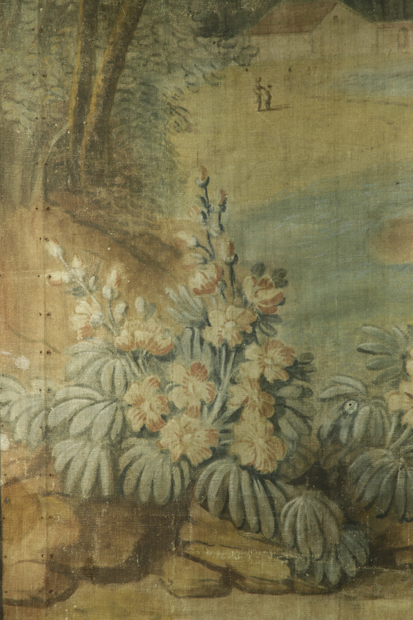 Painted canvas, in imitation of a tapestry, work from the 19th century