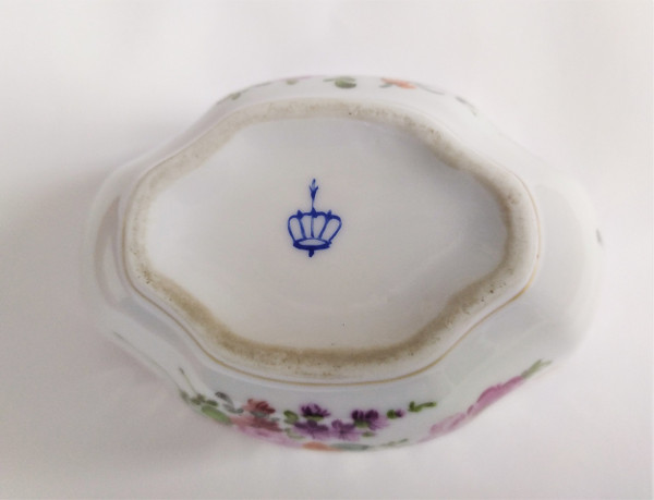 Dresden Hand Painted Porcelain Scalloped Cup Decorated With Flowers