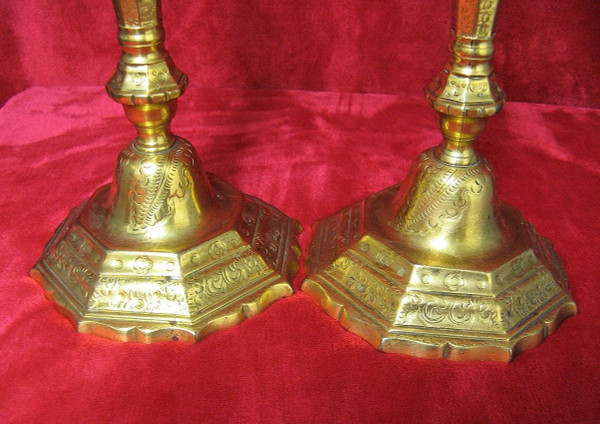 Pair Of 18th Century Regency Gilt Bronze Candlesticks.