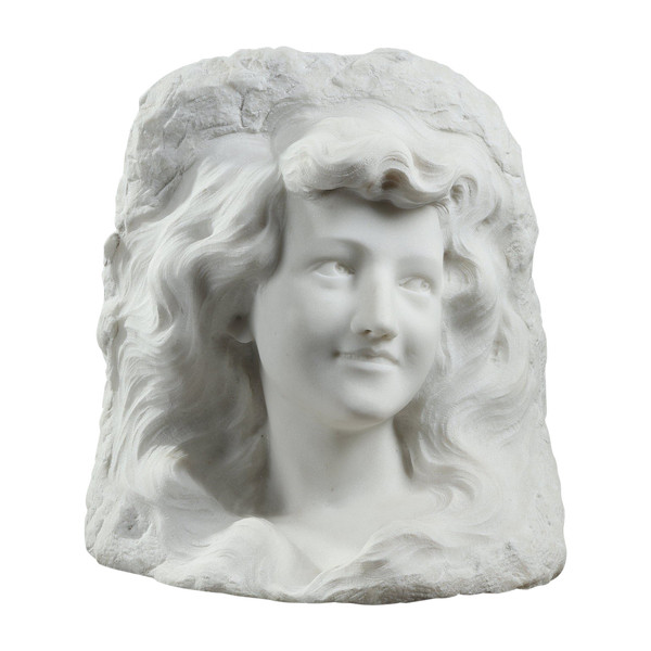 Busto di giovane donna in marmo di Carrara, XIX secolo