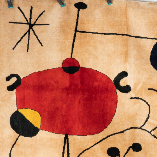 Carpet, or tapestry, inspired by Joan Miro. Contemporary work.