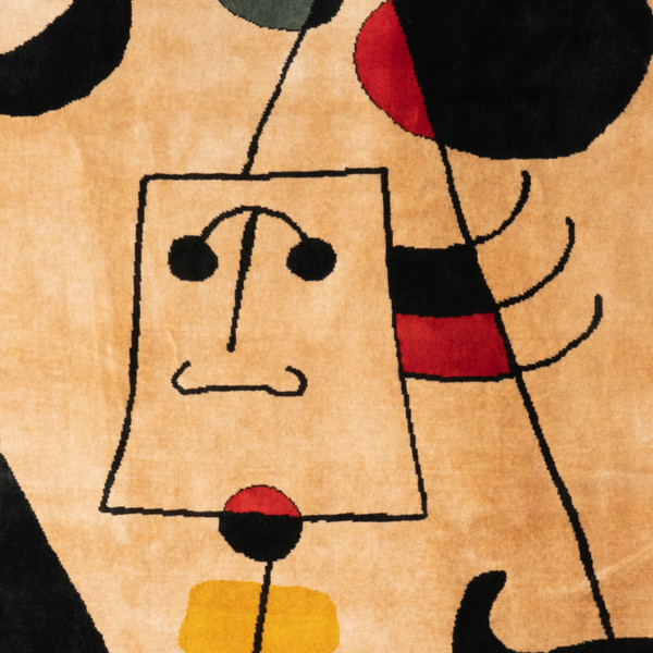 Carpet, or tapestry, inspired by Joan Miro. Contemporary work.