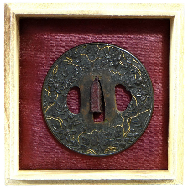 Japan, End Of The Edo Period (1603-1868), Samurai Saber Guard "Tsuba" In Shakudo.