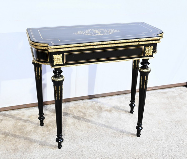 Console Games Table in Blackened Wood, Napoleon III Period – Mid-19th Century