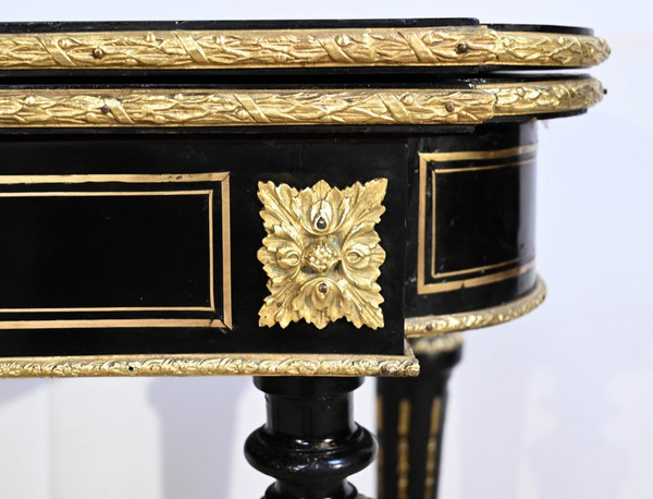 Console Games Table in Blackened Wood, Napoleon III Period – Mid-19th Century