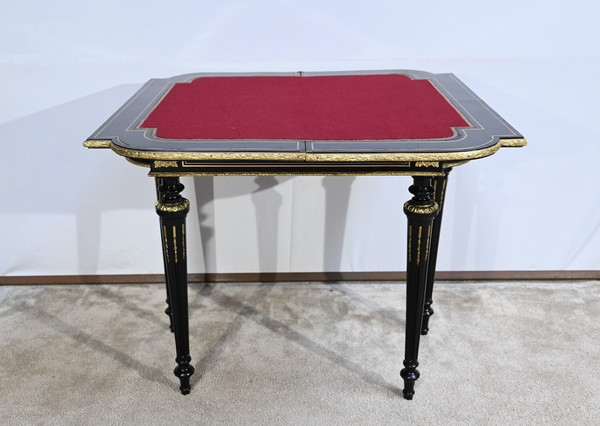 Console Games Table in Blackened Wood, Napoleon III Period – Mid-19th Century