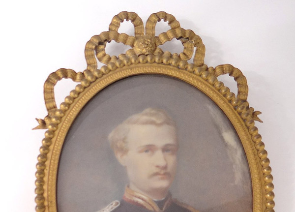 Thumbnail Attr. Lallemand Oval Portrait Young Man Officer 19th