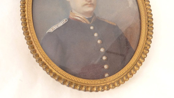 Thumbnail Attr. Lallemand Oval Portrait Young Man Officer 19th