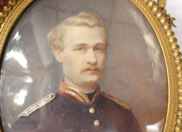 Thumbnail Attr. Lallemand Oval Portrait Young Man Officer 19th