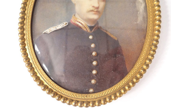 Thumbnail Attr. Lallemand Oval Portrait Young Man Officer 19th