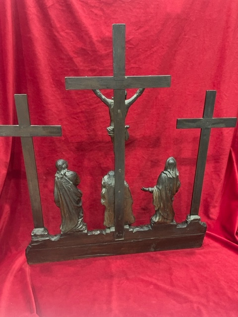 Great Calvary Crucifixion Wood Saint Lucy Caesar Bagard XVII