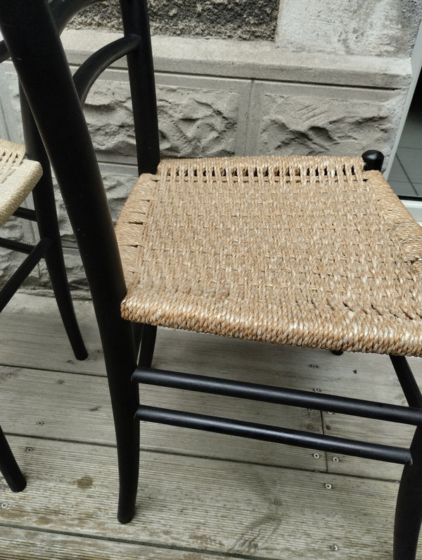 Pair Of Chairs - Vintage - Beech - Italy - C.1950.