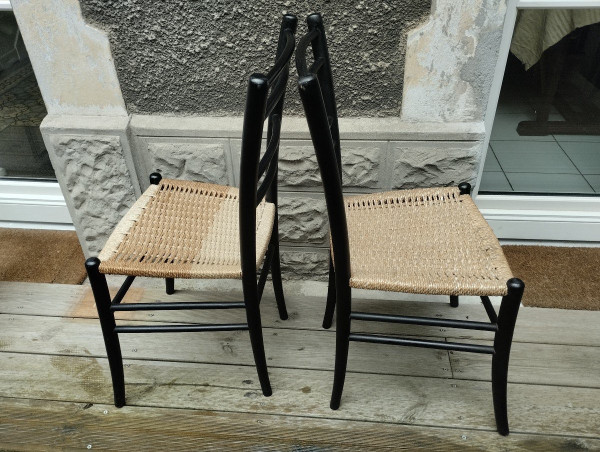 Pair Of Chairs - Vintage - Beech - Italy - C.1950.