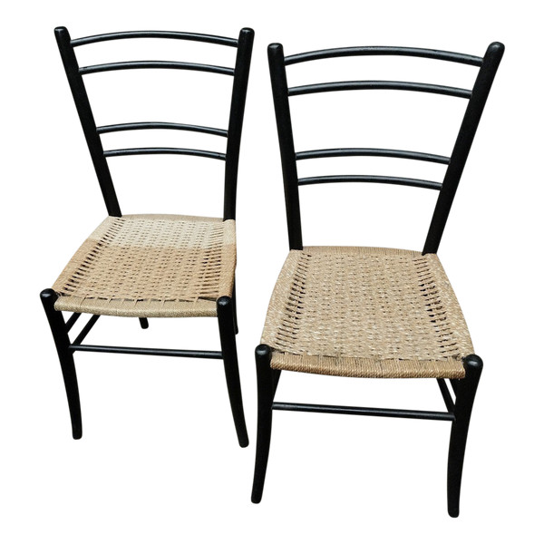 Pair Of Chairs - Vintage - Beech - Italy - C.1950.