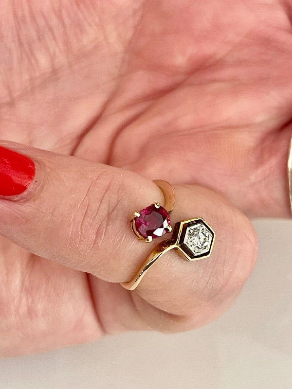 Toi Et Moi Diamond And Ruby Ring