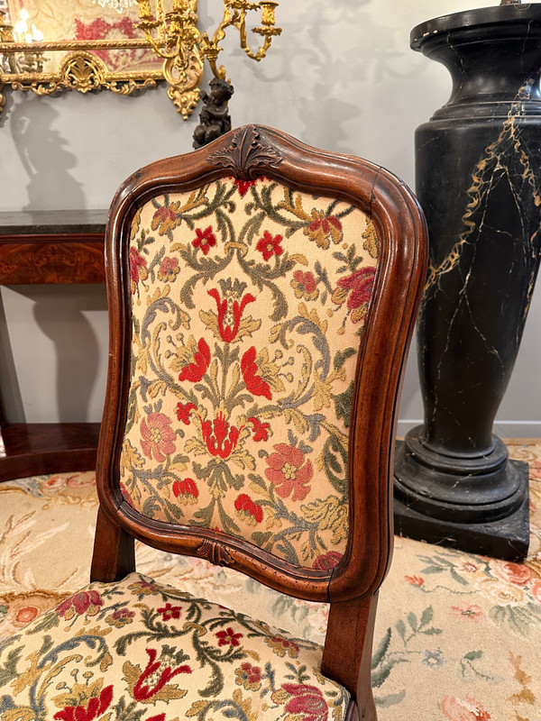 Pair Of Walnut Frame Chairs From Regency Period Circa 1720