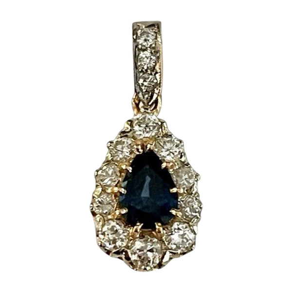 Ancien Pendentif Saphir Et Diamants