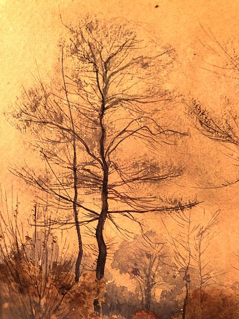 Louis Tauzin (1842-1915), “Paysage à la rivière” aquarelle signée et encadrée