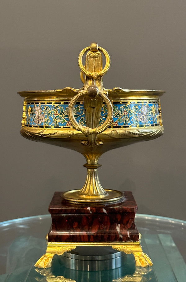 Ferdinand Barbedienne, Coupe Emaux Cloisonnés Et Bronze (1810 - 1892)