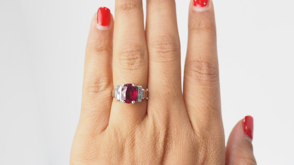 White gold ruby and diamond ring