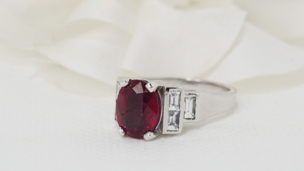 White gold ruby and diamond ring