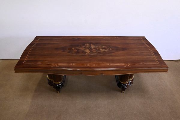 Rectangular table in Rio rosewood, attributed to J. Leleu, Art Deco - 1940