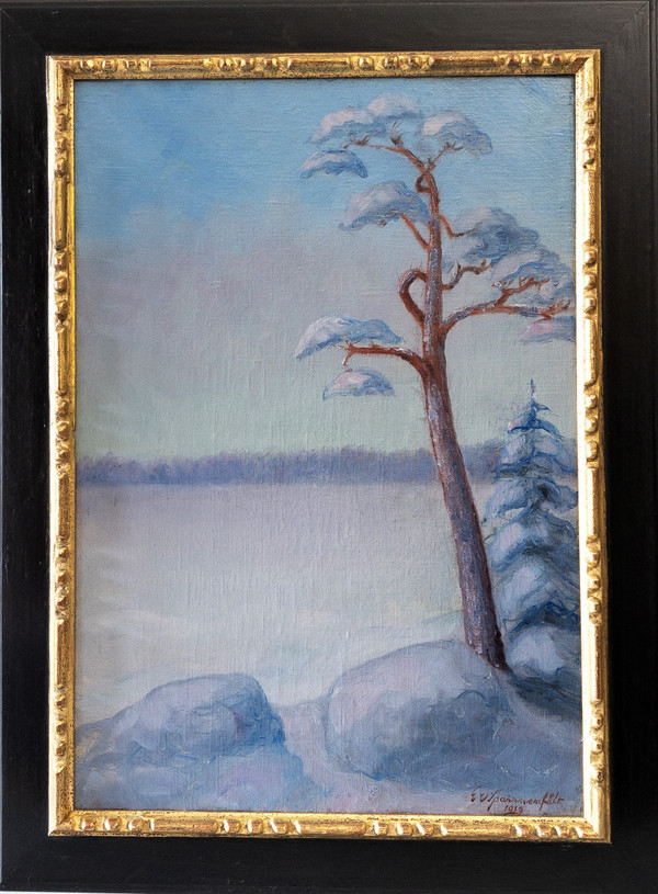  G. Von Sparrvenfält Winter Landscape Oil Painting  By Swedish Painter