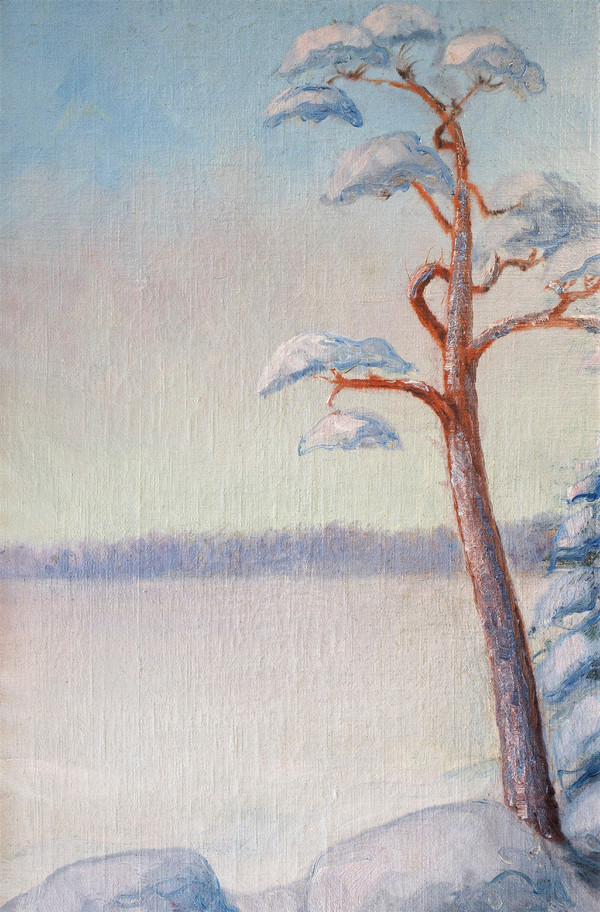  G. Von Sparrvenfält Winter Landscape Oil Painting  By Swedish Painter