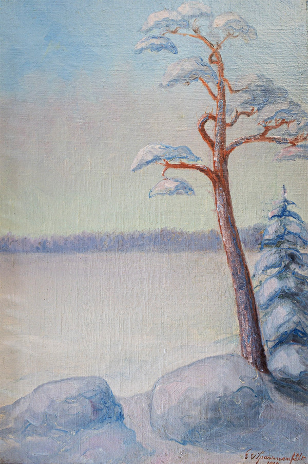  G. Von Sparrvenfält Winter Landscape Oil Painting  By Swedish Painter