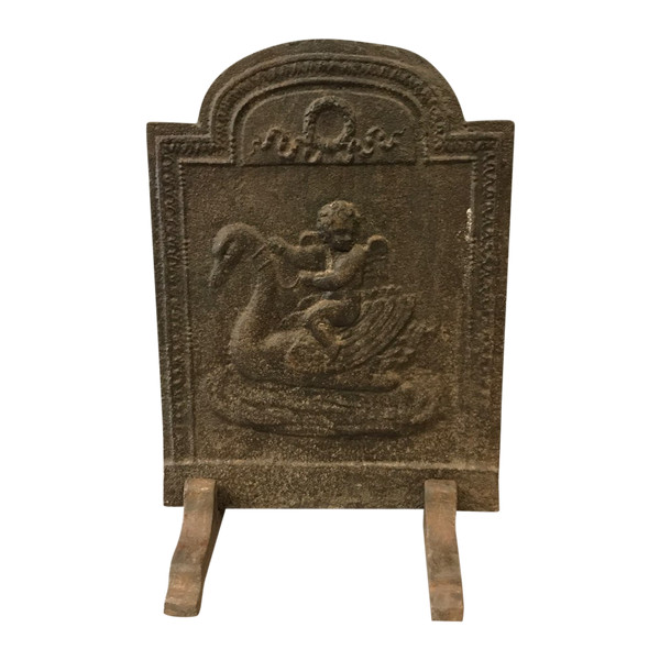 Small antique cast iron fireback from the 18th century