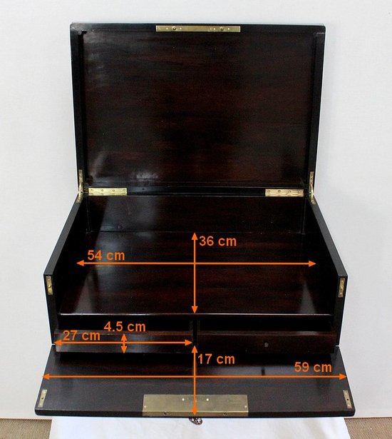  Reiseschreibetui aus geschwärztem Holz und Intarsien, Napoleon III. Periode - Mitte des 19. Jahrhunderts