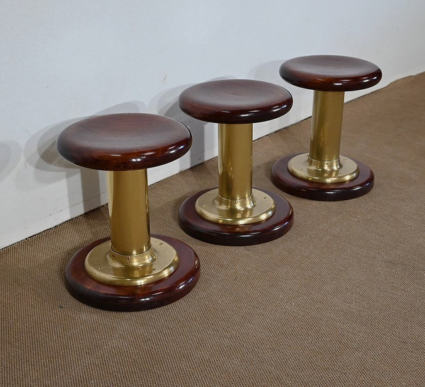 Suite de 3 Tabourets de Salon Paquebot, Angleterre – Début XXe