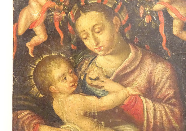 HSP Portrait Virgin and Child Jesus Madonna Italian School Putti XVIII