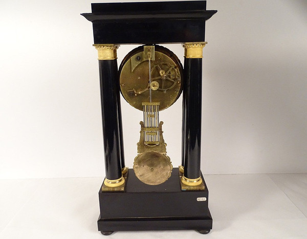 Empire Column Regulator Clock Blackened Wood Gilt Bronze Secondes XIXè