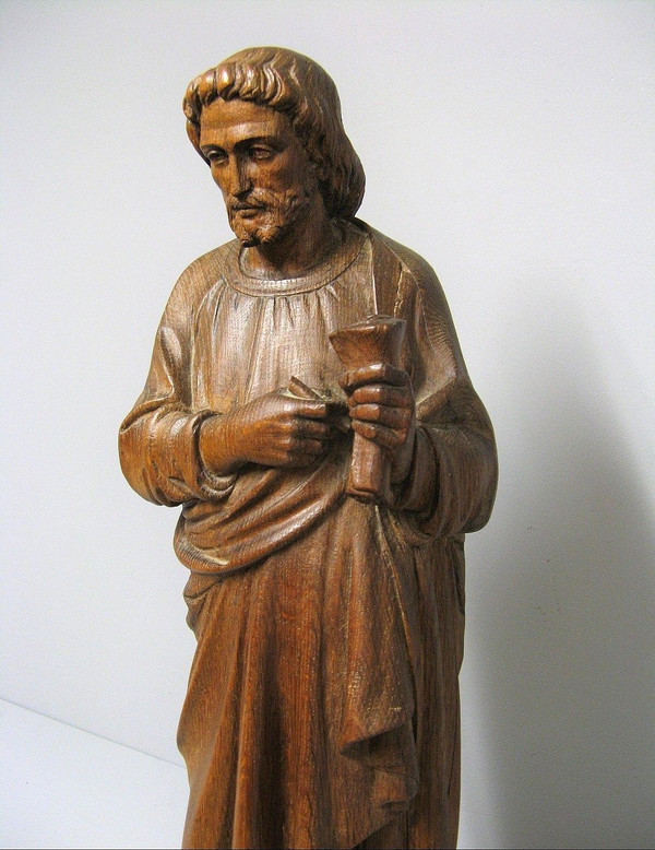 Saint En Bois Sculpté Fin XVIIIe .