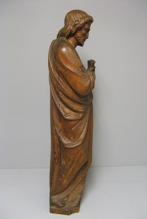 Saint En Bois Sculpté Fin XVIIIe .