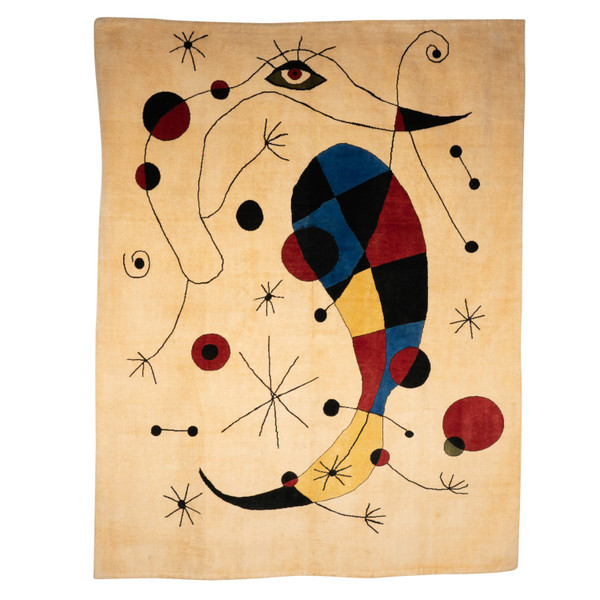 Tapis, ou tapisserie, inspiré par Joan Miro. Travail contemporain