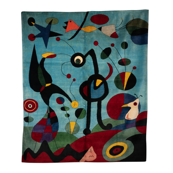 According to Joan Miro. Carpet, or tapestry, in wool. Contemporary work