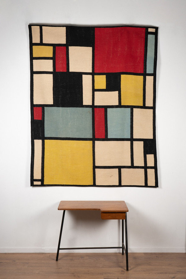 Tapis, ou tapisserie, inspiré par Piet Mondrian. Travail contemporain