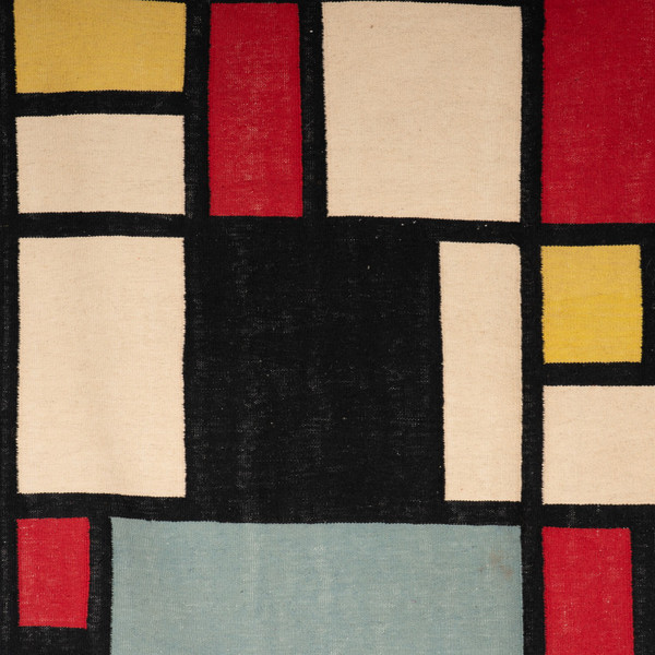 Tapis, ou tapisserie, inspiré par Piet Mondrian. Travail contemporain