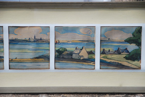 Watercolors, Suite Of Five Views of Brittany from Morbihan Signed Menttenhoven