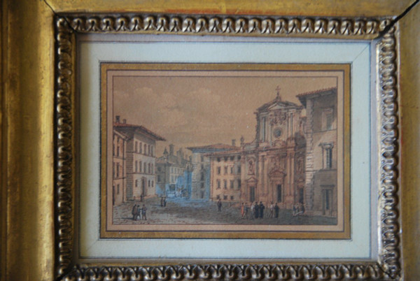 Pair Of Drawings Views Of Florence By Victor Jean Nicolle Late 18th century