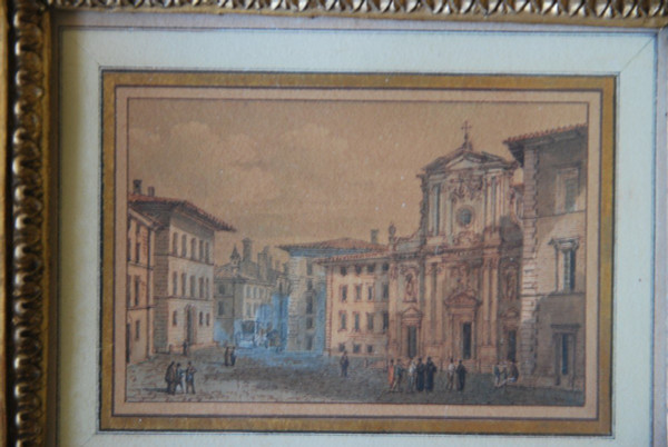 Pair Of Drawings Views Of Florence By Victor Jean Nicolle Late 18th century