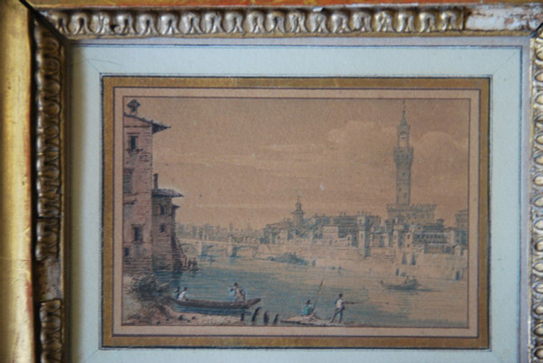 Pair Of Drawings Views Of Florence By Victor Jean Nicolle Late 18th century