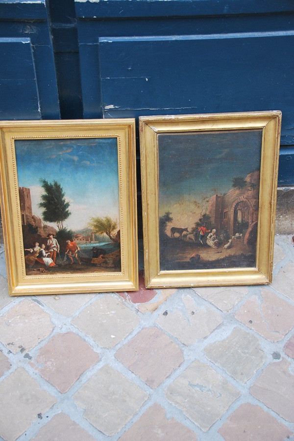 Pair Of "Classical" 18th Century Landscapes