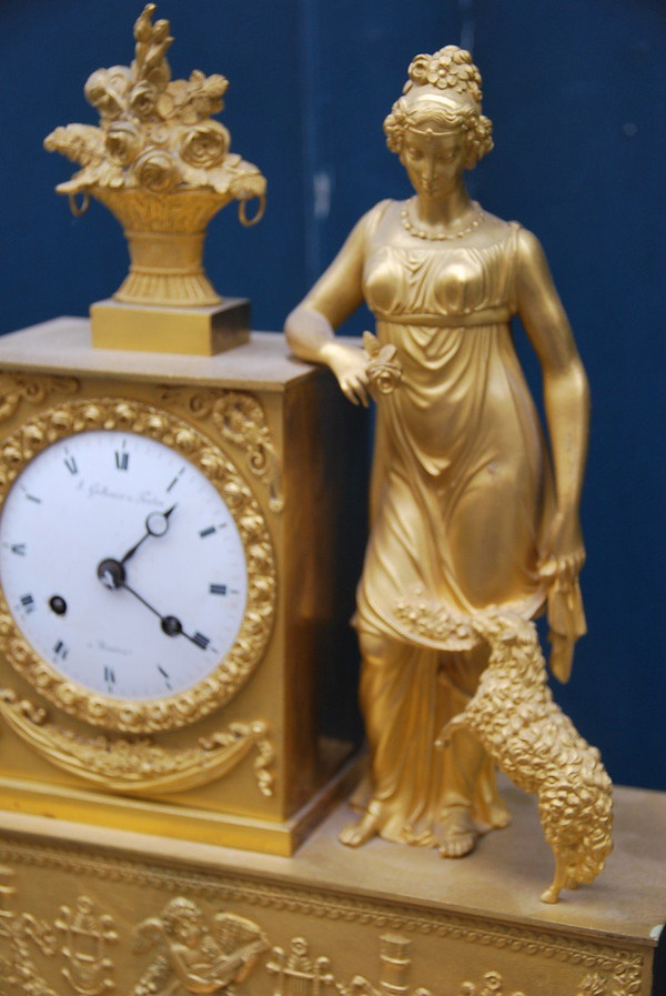 Gilded Bronze Empire Period Garden Allegory Clock 19th century